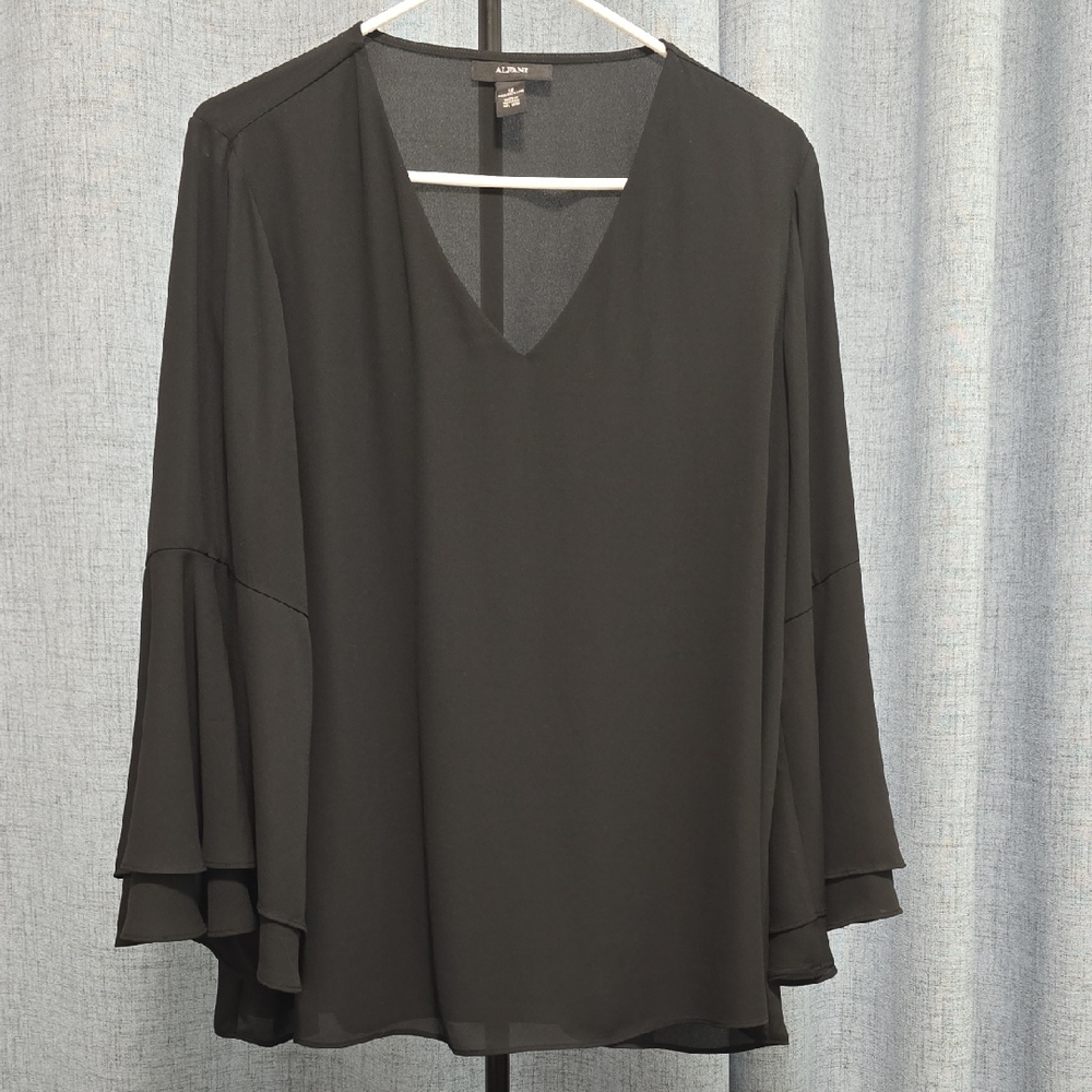 Alfani Black Layered V-Neck Blouse